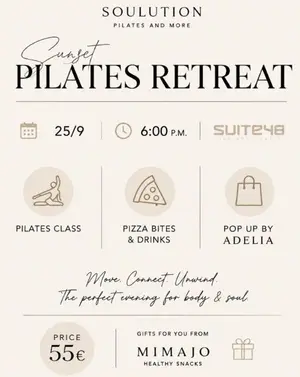 Sunset Pilates Retreat: Wellness Evening at Suite48 Seafront Oasis