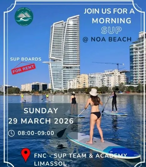 Morning SUP Session: Active Zone Outdoor at NOA Beach Limassol