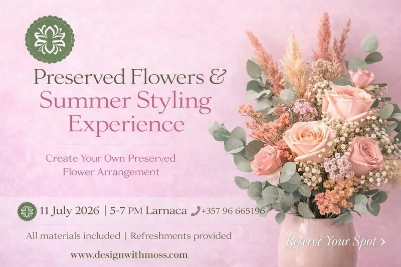 Preserved Flowers & Summer Styling Experience in Larnaca