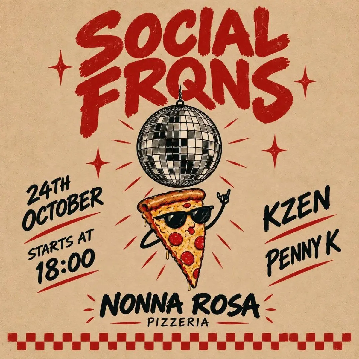 Social FRQNS: Techno Night at Nonna Rosa Pizzeria in Nicosia