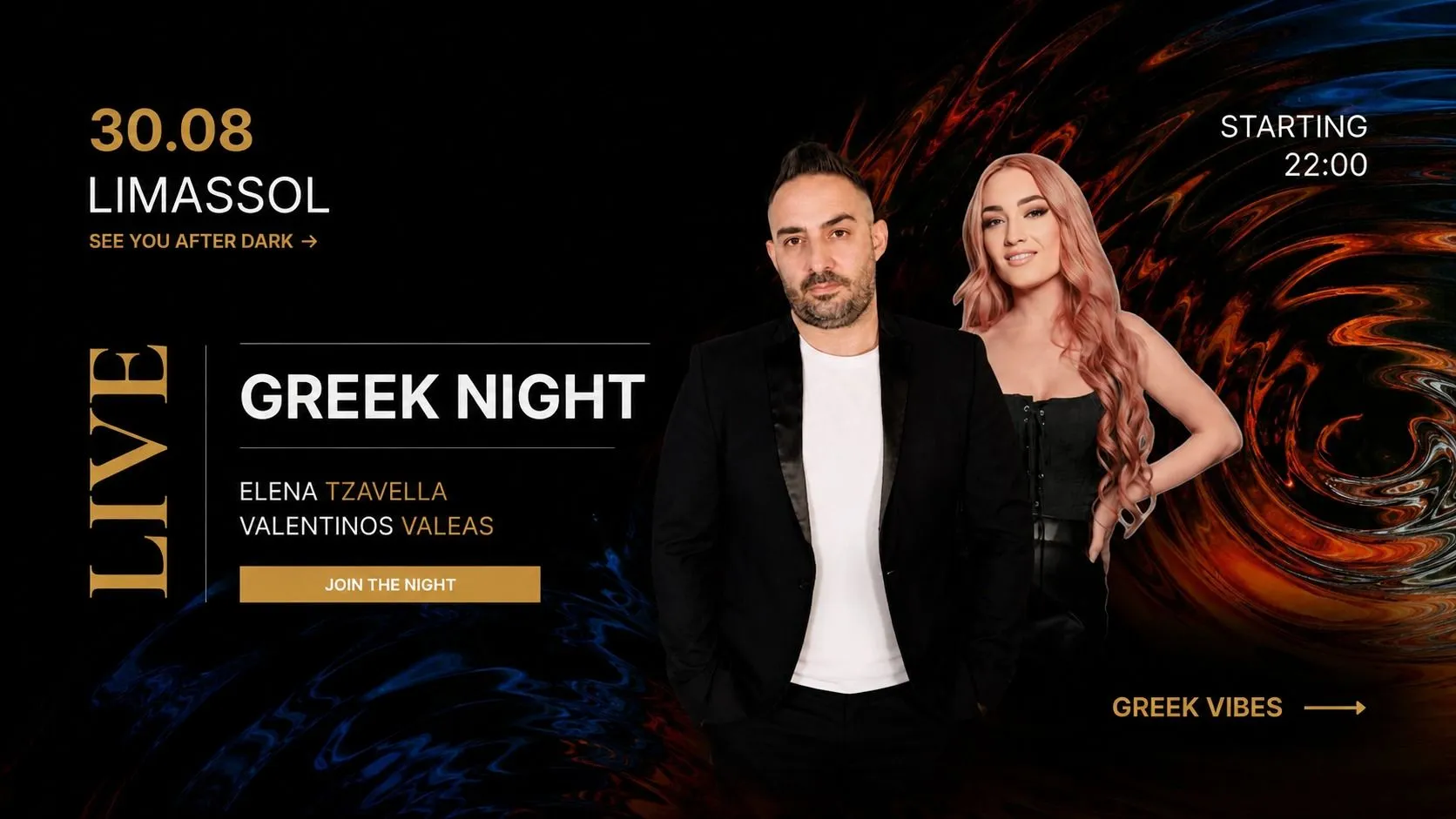 Greek Night at TZAR: Live Music with Valeas & Tzavella in Limassol