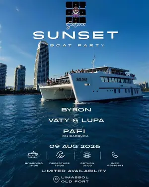 Sunset Boat Party: Salone Catamaran με Byron, Vaty & Lupa στη Λεμεσό