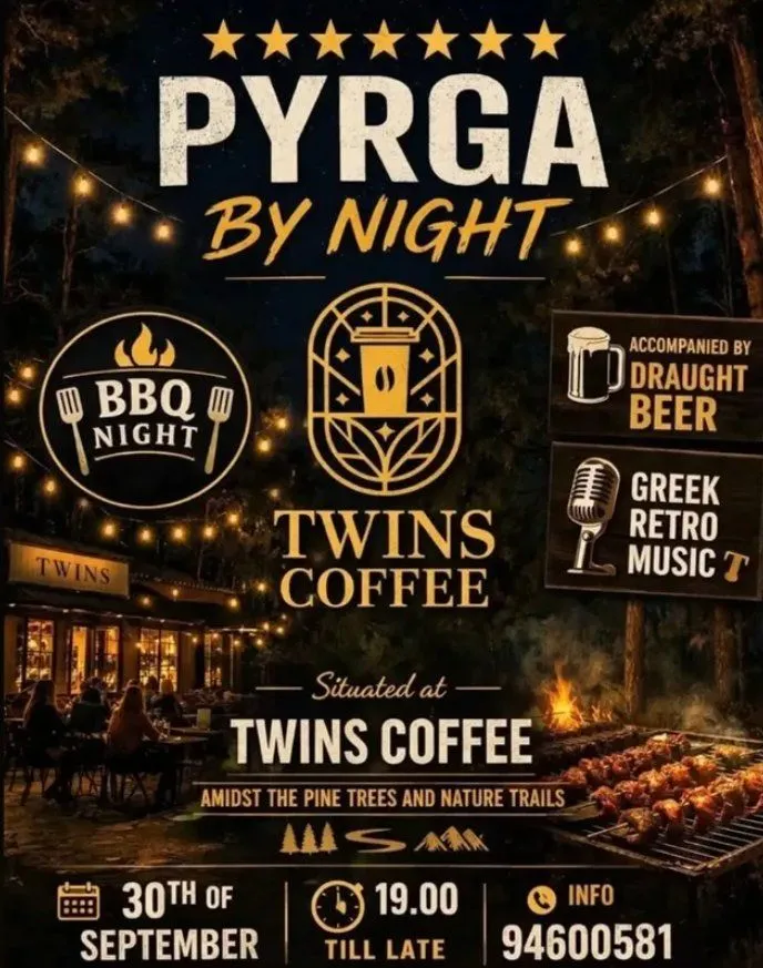 Pyrga by Night: BBQ & Greek Retro Music Night in Larnaca