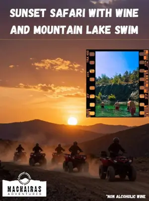 Sunset Safari with Wine & Mountain Lake Swim at Machairas